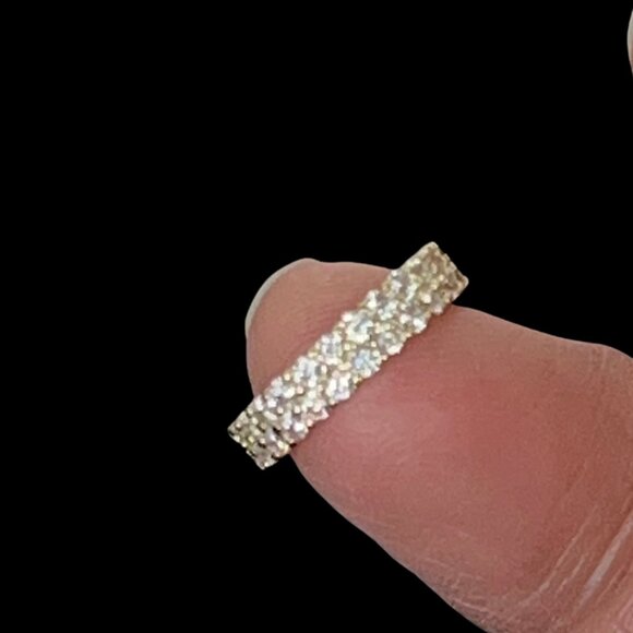 Diamonique Pavé Huggie Hoop Earrings Gold Plated Sterling Silver NEW - Picture 2 of 11